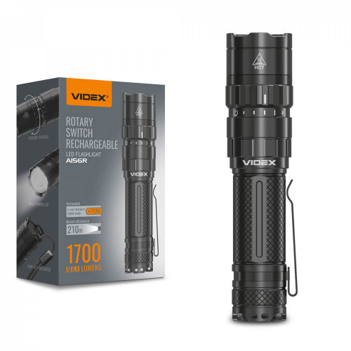 Lukturis LED uzlādējams Luminus SST40, 20W 1700Lm 6500K, Li-ion 21700 4000mAh - iekļauts! (maināms uz 18650), VIDEX VLF-A156R, ar manuāli regulējamu gaismas slēdzi!