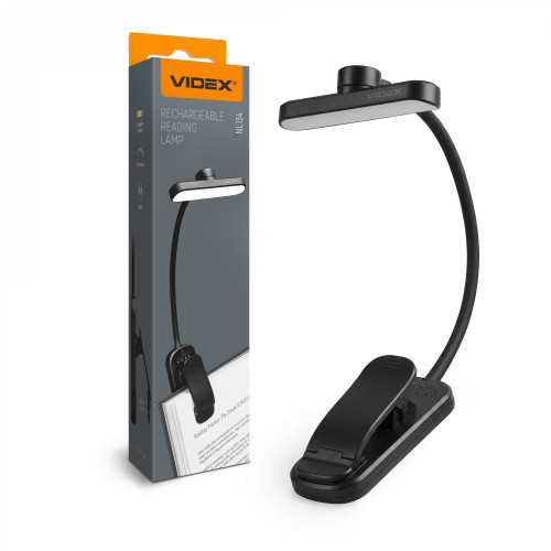 Clip-on dimmable LED work lamp 0.7W 60Lm 3000/4000/6500K VIDEX VL-NL134B – Built-in clip for securely attaching the lamp directly to the book cover