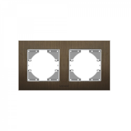 Frame chocolate aluminum 2 gang horizontal VIDEX BINERA