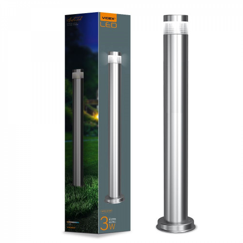 Dārza gaismeklis LED 3W 800mm, 300Lm 2700K, IP54 VIDEX VL-AR05-03082S LUKA-SILVER (silti balta gaisma)