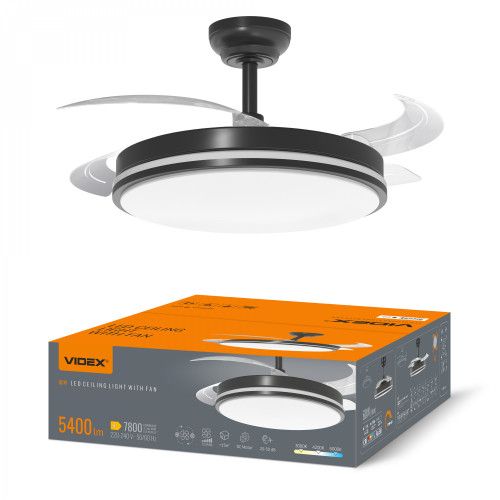 Dimmable LED ceiling lamp ar ventilatoru un pulti 60W 5400Lm 3000K-4200K-6000K IP20 VIDEX VL-CLF01-60CB – Built-in air fan with 6 modes and remote control