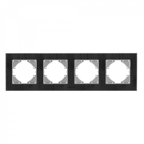Frame black aluminum 4 gang horizontal VIDEX BINERA