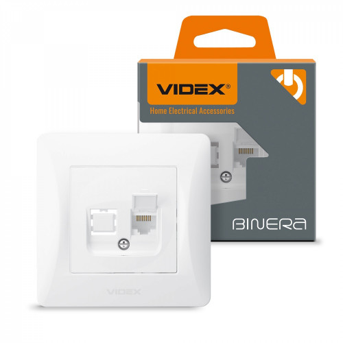 Kontaktligzda z/a 1xCat6 (RJ45 spraudnis), Videx Binera, balta, IP20 VF-BNSK1PC6-W