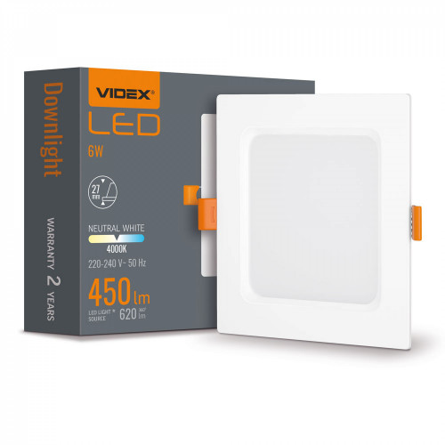 Gaismeklis LED zemapmetuma (kvadrāts) 6W, 620Lm 4000K, VIDEX VLE-DLBS-064 (neitrāli balta gaisma)