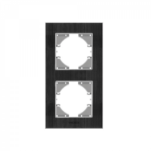 Frame black Aluminum 2 gang vertical VIDEX BINERA