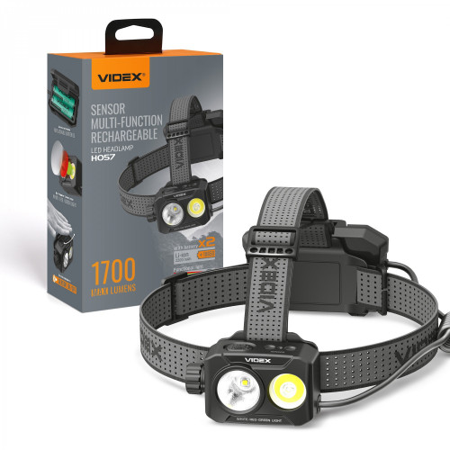Rechargeable LED headlamp with sensor Luminus SST40, 20W 1700Lm 5000K, Li-ion 2x18650 2200mAh VIDEX VLF-H057 – Powerful 1700Lm output with two batteries on the back